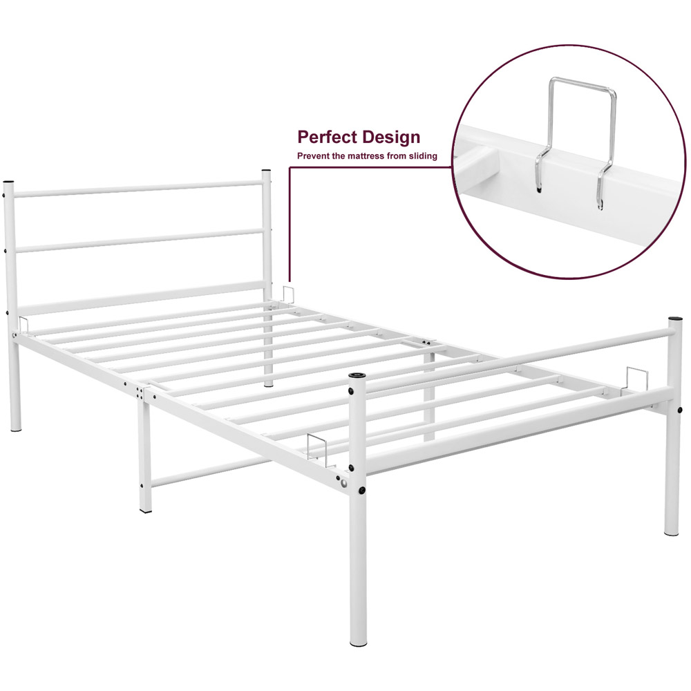 House Of Home Single White Extra Strong Metal Bed Frame Image 5