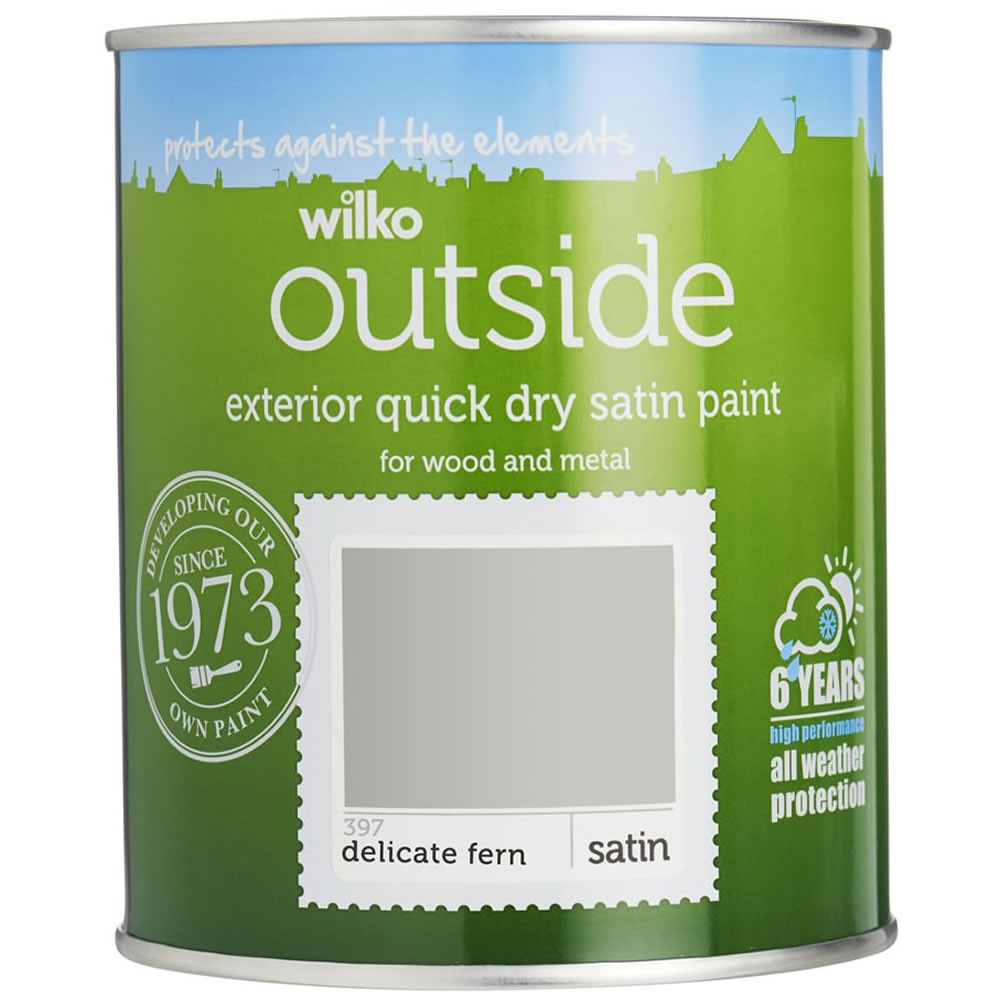 Wilko Delicate Fern Quick Dry Satin Exterior Paint 750ml Image 1