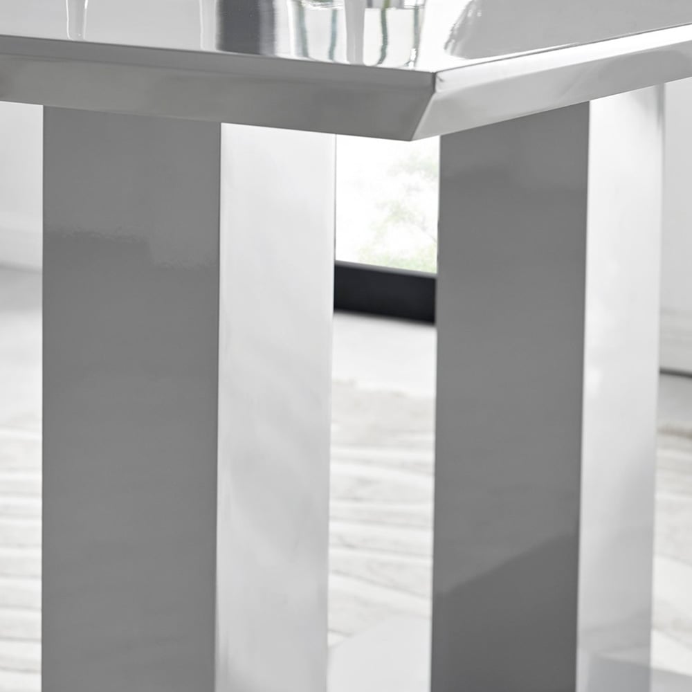 Furniturebox Molini Fortana 6 Seater Dining Set Grey Gloss White and Chrome Image 6