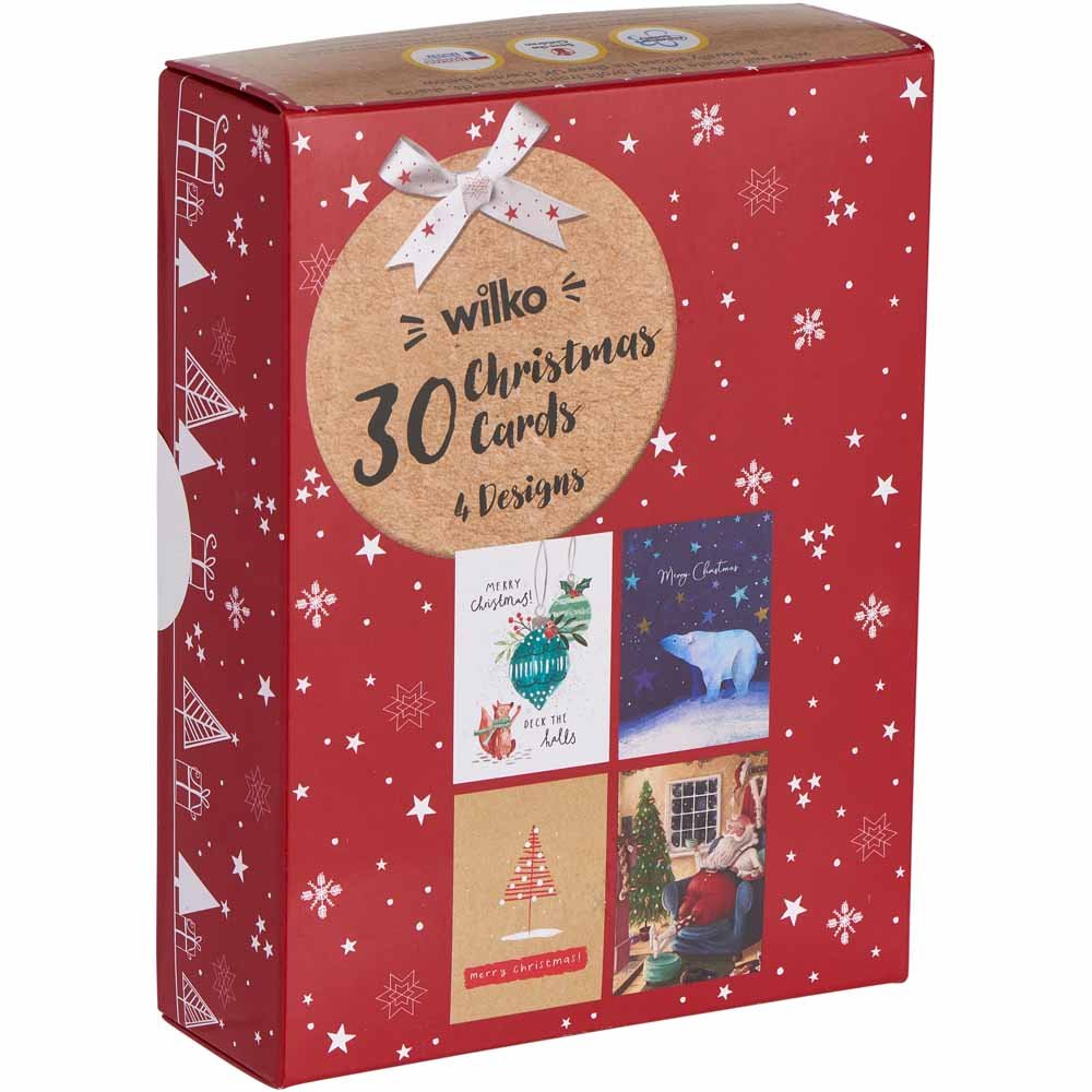 Wilko Bumper Christmas Cards 30 Pack Image 1