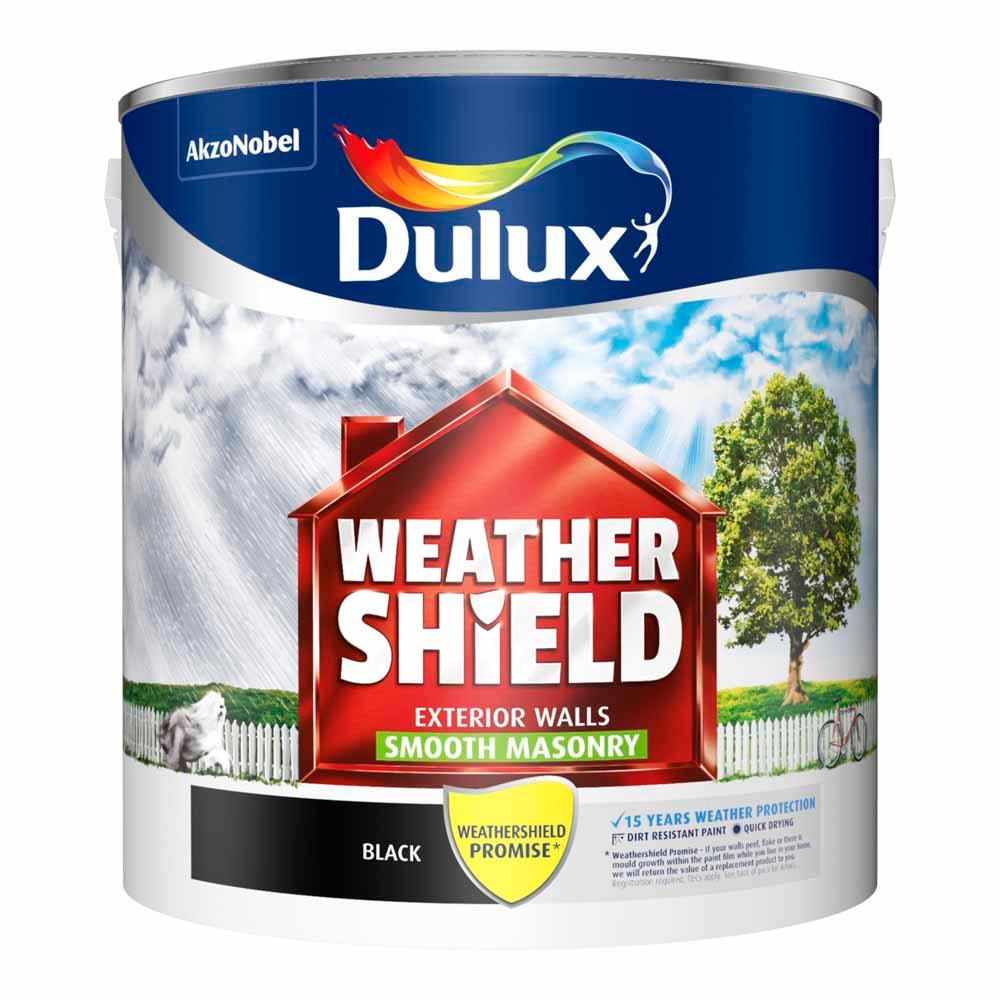 Dulux Weathershield Black Smooth Masonry Paint 2.5L Wilko