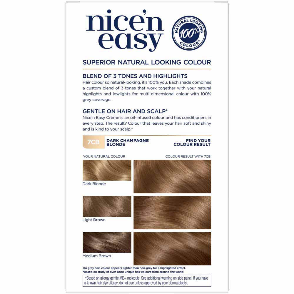 Clairol Nice'n Easy Dark Champagne Blonde 7CB Permanent Hair Dye | Wilko Clairol Nice'n Easy Dark Champagne Blonde 7CB Permanent Hair Dye | Wilko