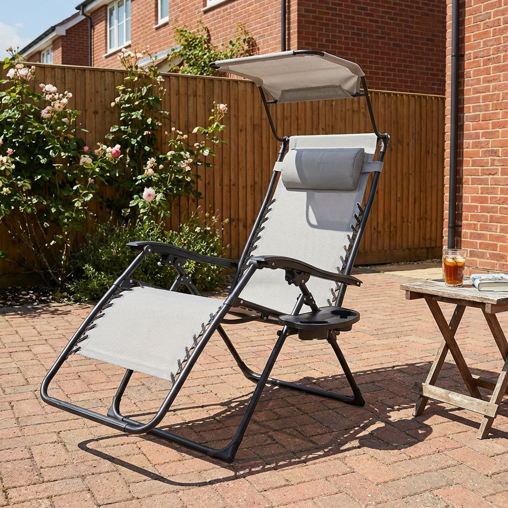 Zero Gravity Chair Canopy and Cup Holder - Grey Image 7