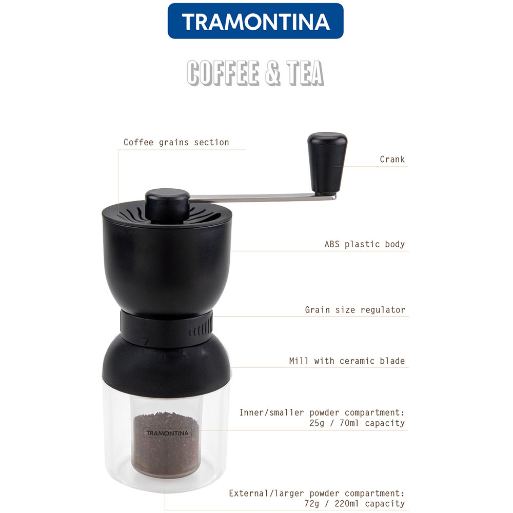 Tramontina Black Manual Coffee Grinder with Ceramic Burr Image 5