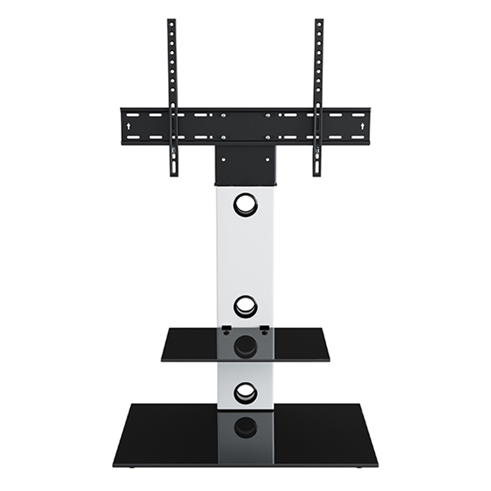 AVF Lesina Satin White and Black Glass Pedestal TV Unit Image 4