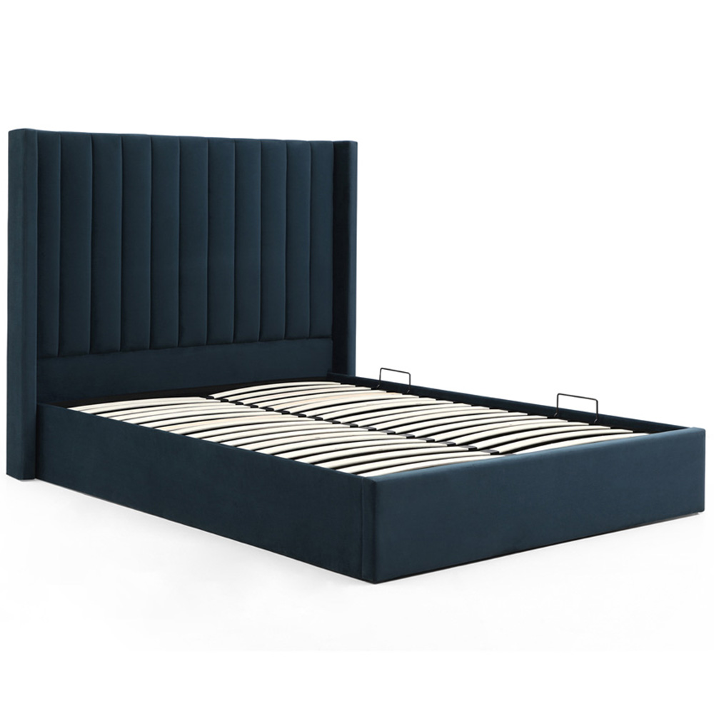 Atticus King Ink Velvet Ottoman Bed Image 3