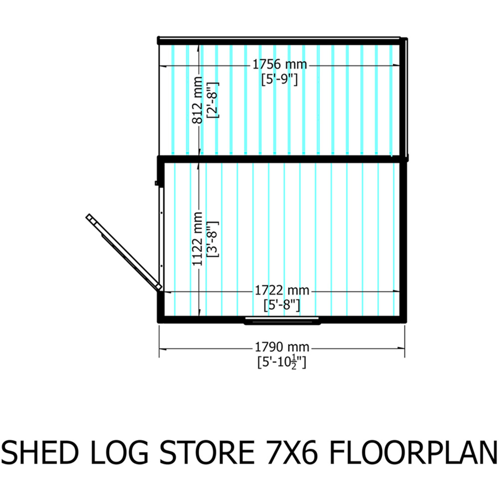 Shire 6 x 6ft Pressure Treated Wooden Apex Shed with Log Store Image 9