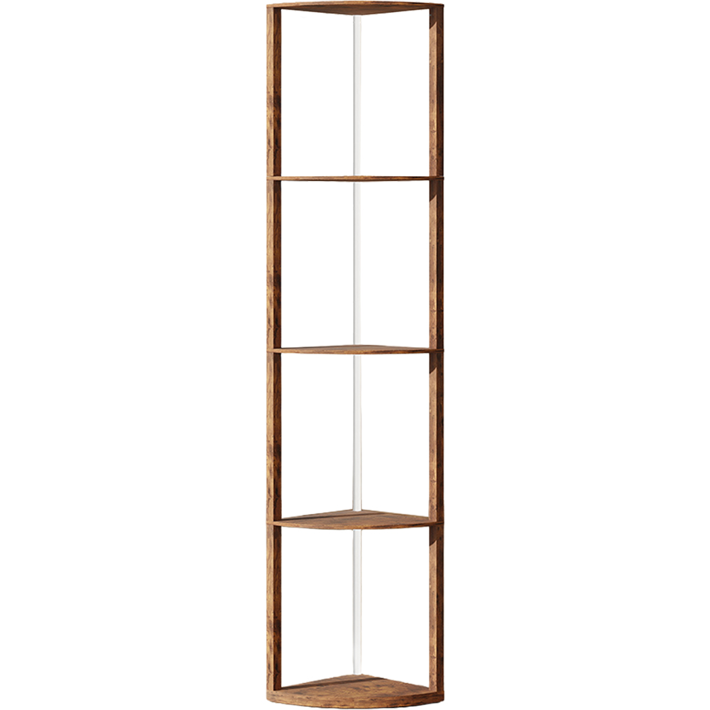 HOMCOM 5 Shelf Rustic Brown Dimmable RGB LED Floor Lamp Image 1
