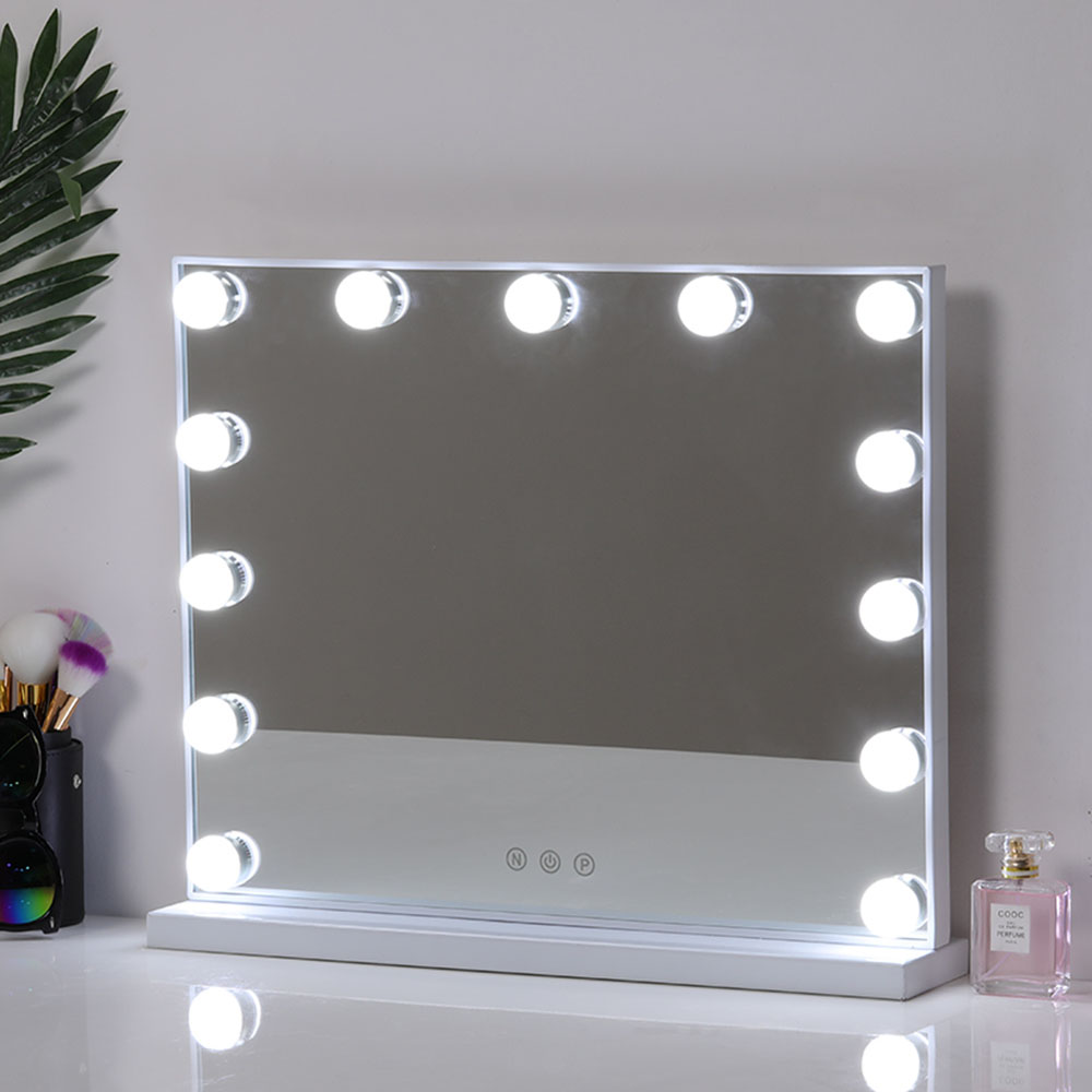 Living and Home LED Lighted White Makeup Vanity Mirror with Smart Sensor Screen Image 2