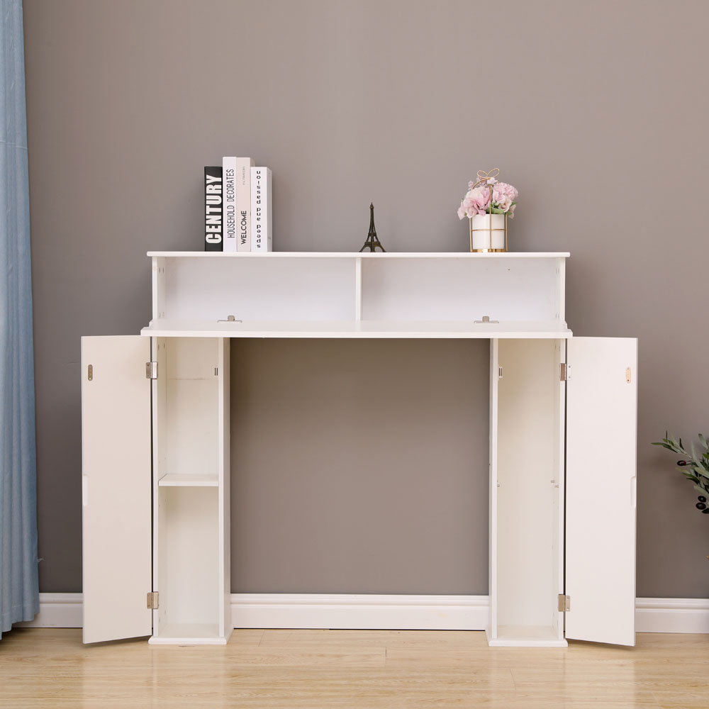 FurnitureHMD 3 Door White Fireplace Surround Edge Storage Unit Image 7