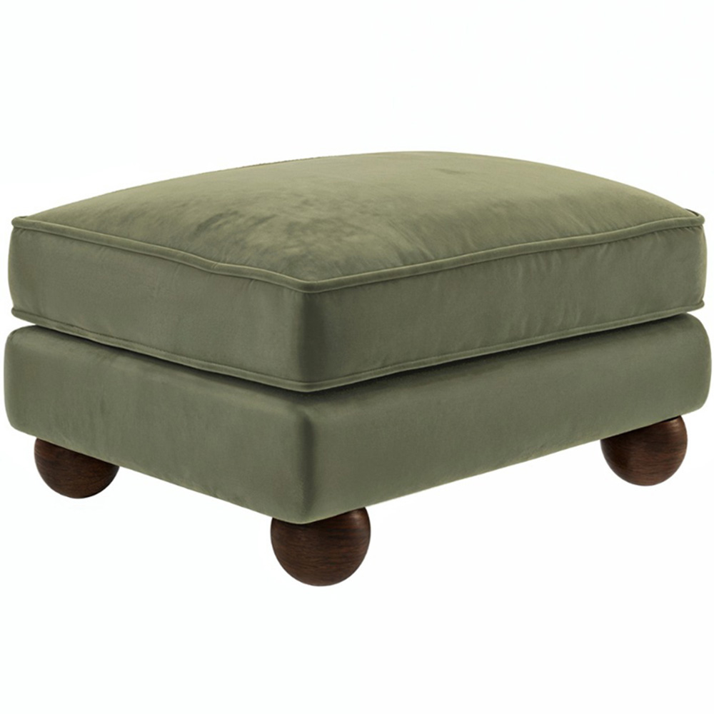 Solace+Co Addison Khaki Green Velvet Loveseat and Footstool Set Image 3