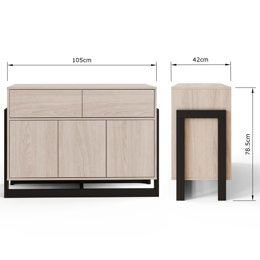 GFW Taite 3 Door 2 Drawer Oak Sideboard Image 9