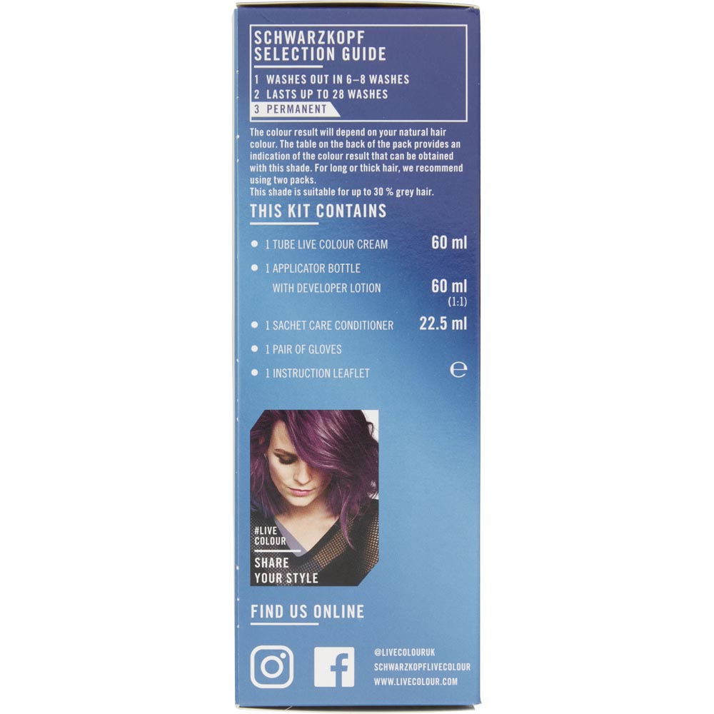 Schwarzkopf LIVE Urban Metallics Amethyst Chrome U69 Permanent Hair Dye Image 5