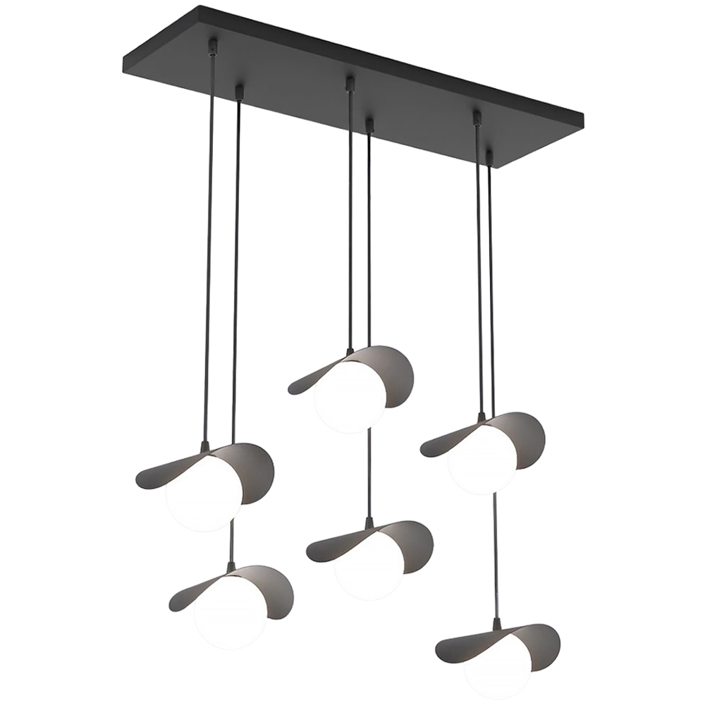 Emibig Ritual 6 Light White Shade Black Pendant Lamp Image 1