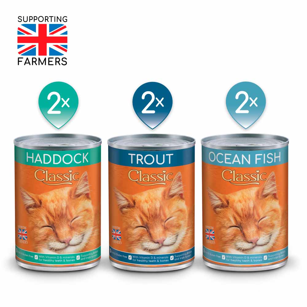 Butchers Classic Tinned Cat Food Haddock Trout Ocean Fish in Jelly 6 x