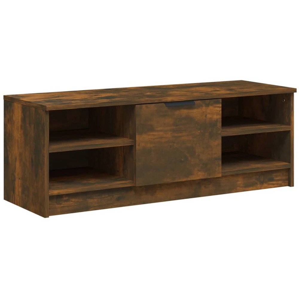 vidaXL Single Door 4 Open Shelf Smoked Oak TV Cabinet Image 2