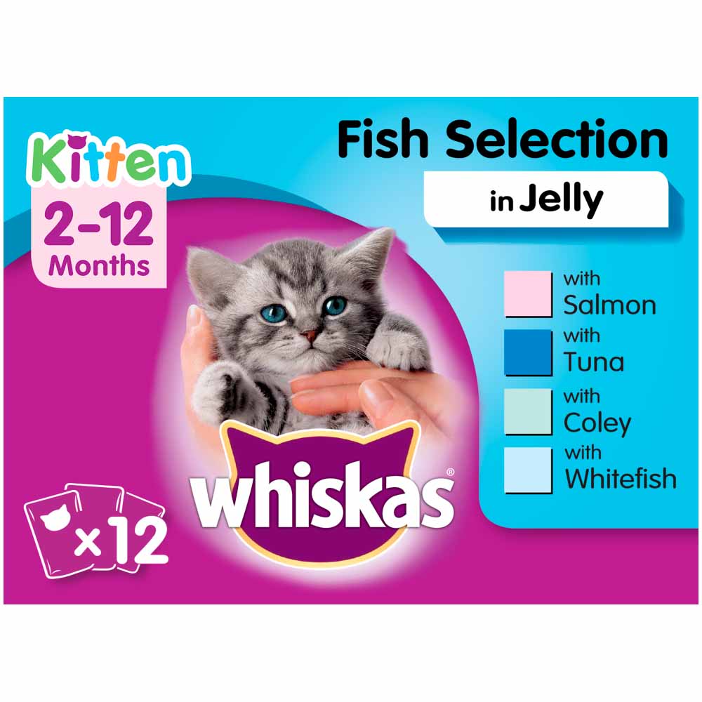 Whiskas Kitten 2-12 Months Fish Selection in Jelly Cat Food Pouches 12x100g Image 1