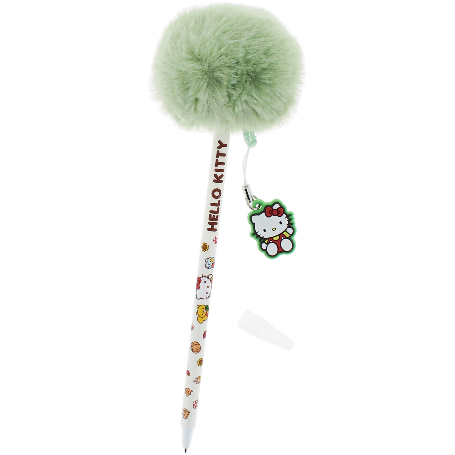 Pumpkin Hello Kitty Pom Pom Pen Green and White Image 4
