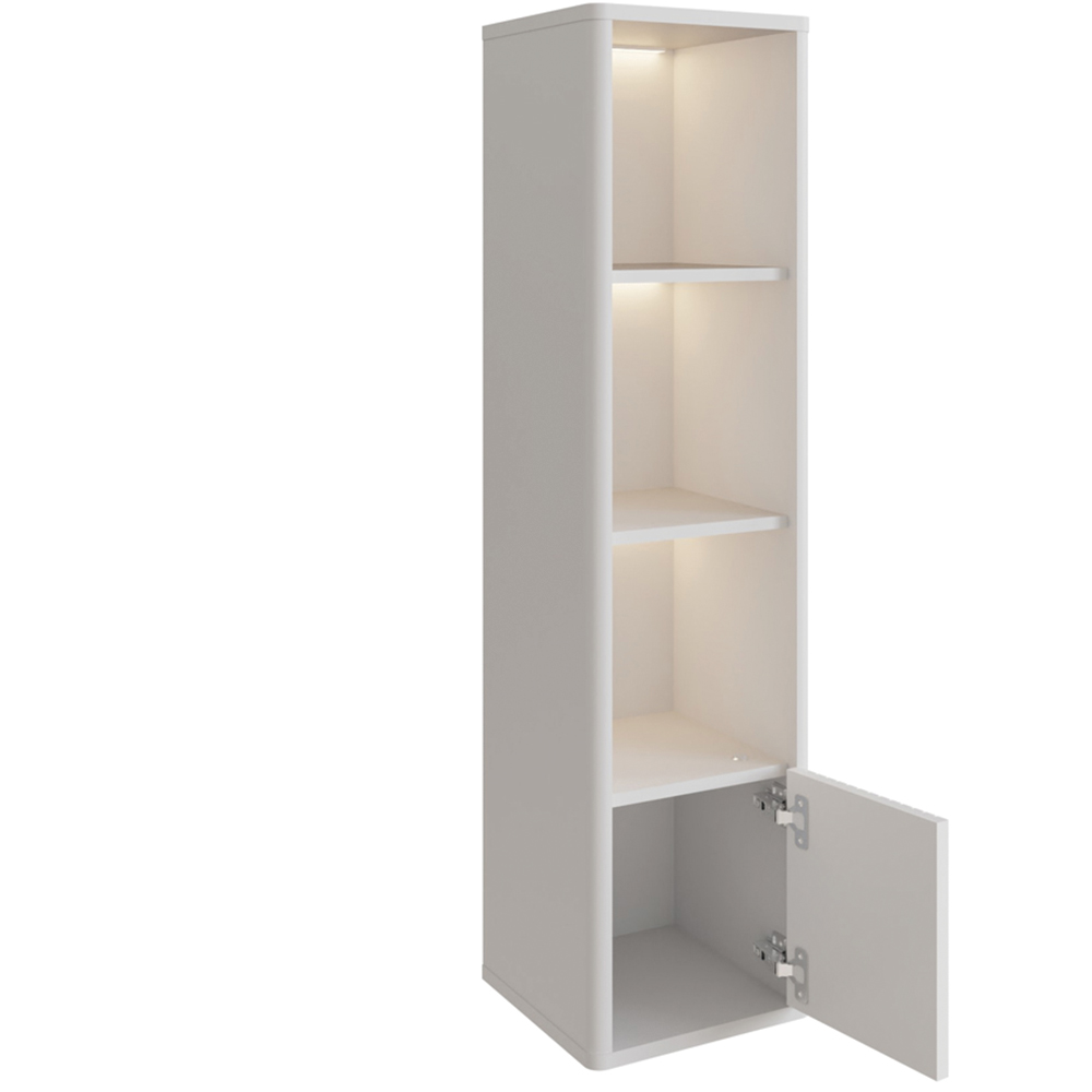 GFW Mateo Single Door 3 Shelf White Wall-Mounted LED Display Unit Image 3