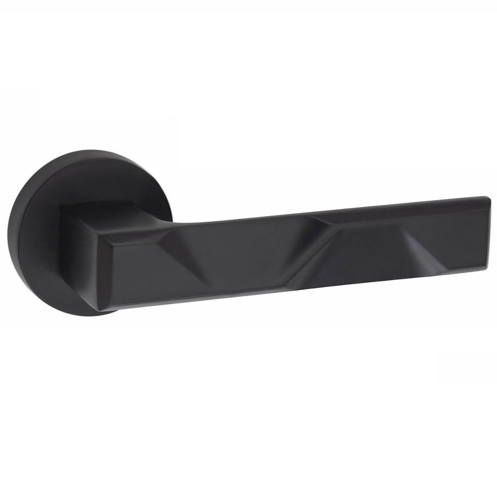 Golden Grace Matt Black Modern Nova Bathroom Door Handle Set Image 3