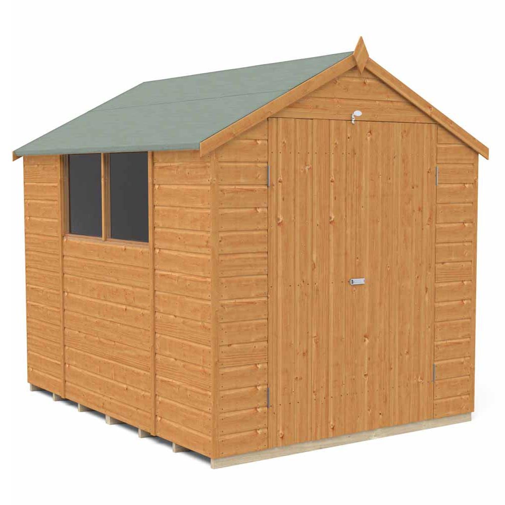 Forest Garden 8 x 6ft Double Door Shiplap Dip Treated Apex Shed Image 1