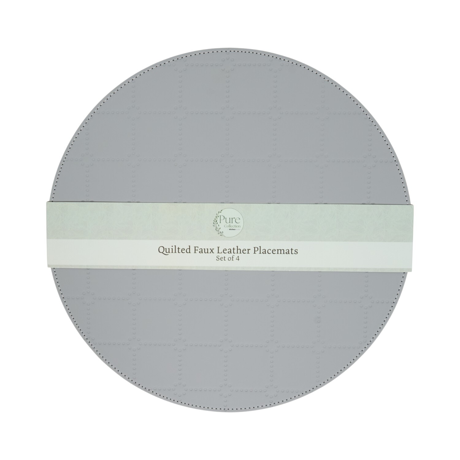 Pack of 4 Quilted Faux Leather Placemats Grey Image 2