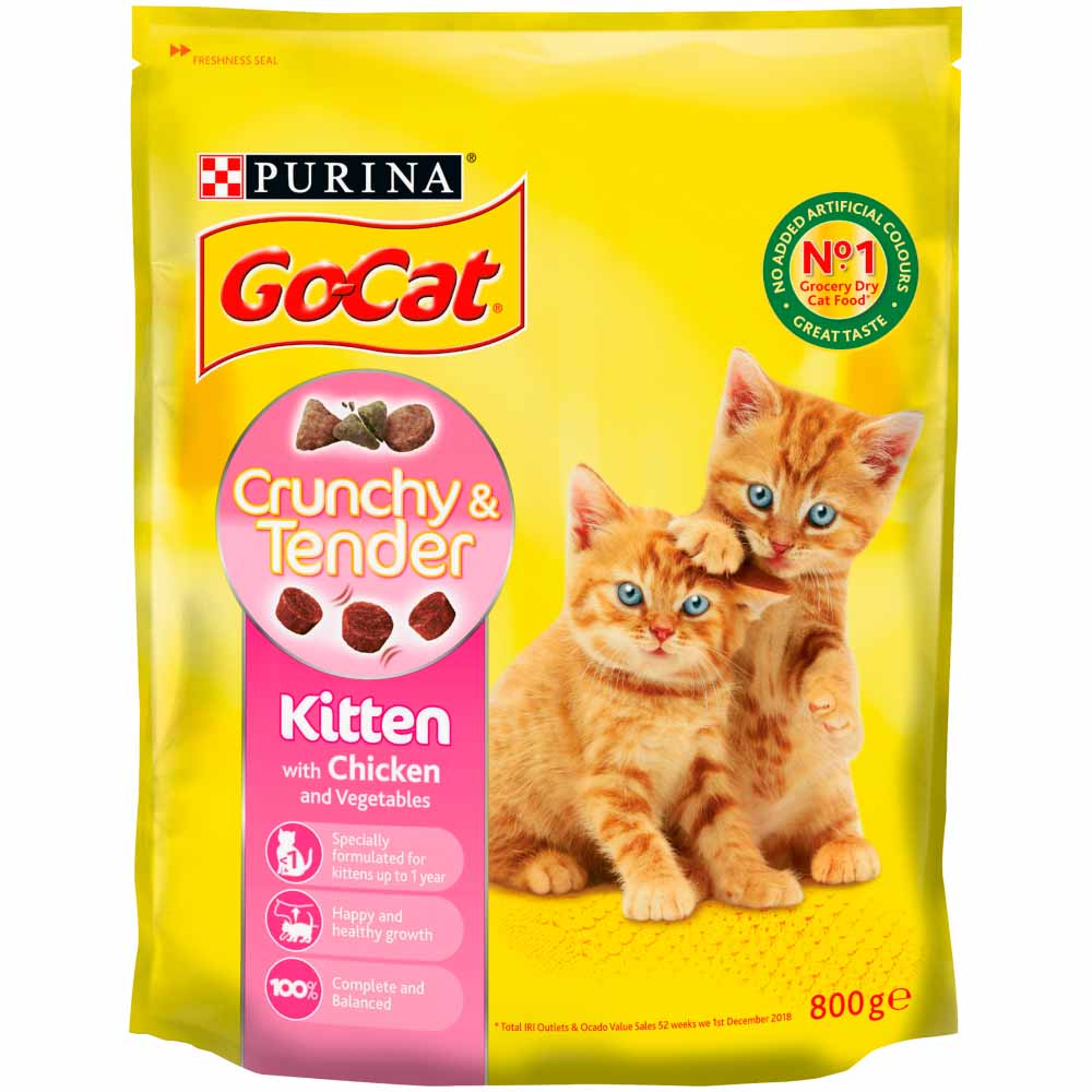 GoCat Crunchy and Tender Dry Kitten Food 800g Wilko
