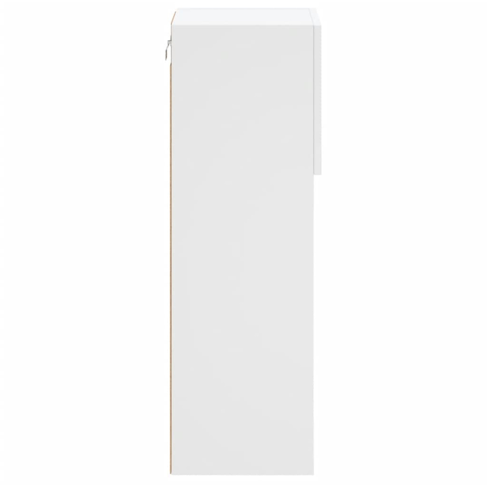 vidaXL Single Door 3 Shelf White TV Cabinet with LED Lights Image 6