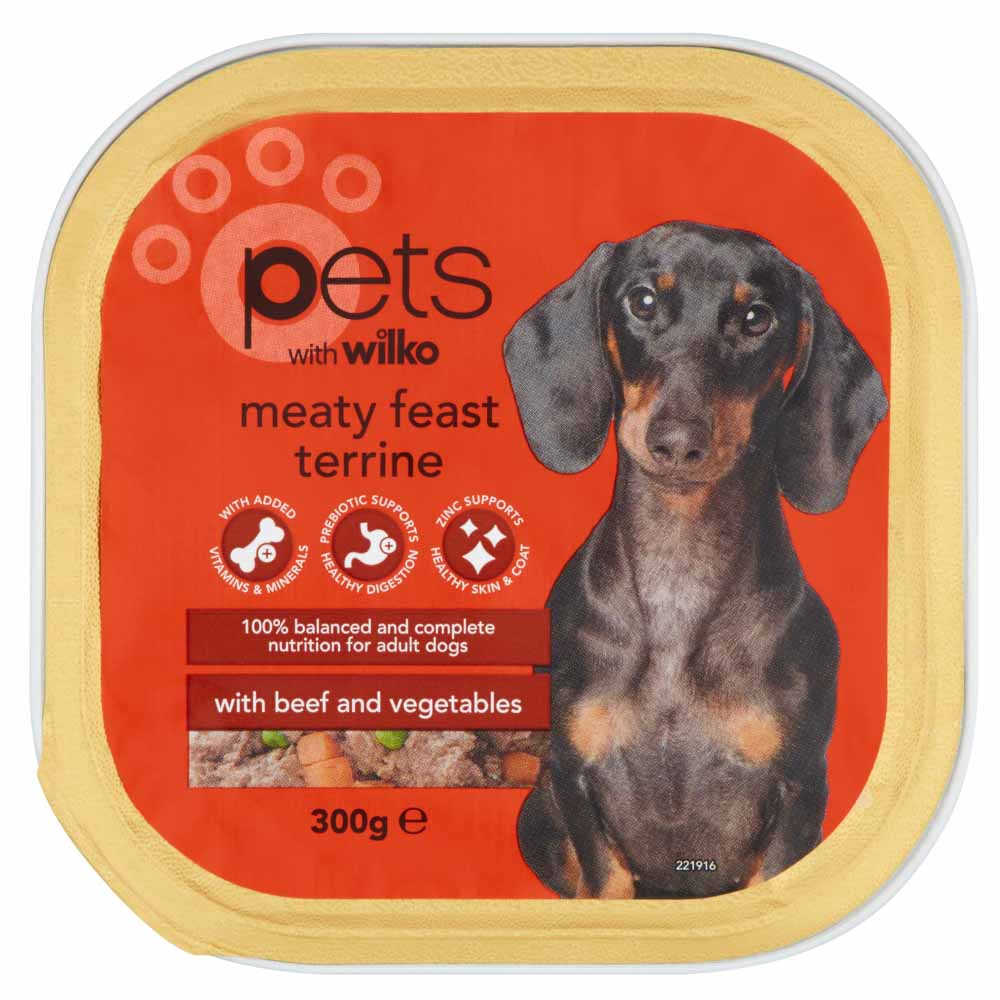 Wilko Juicy Beef Dog Food Tray 300g Image 1