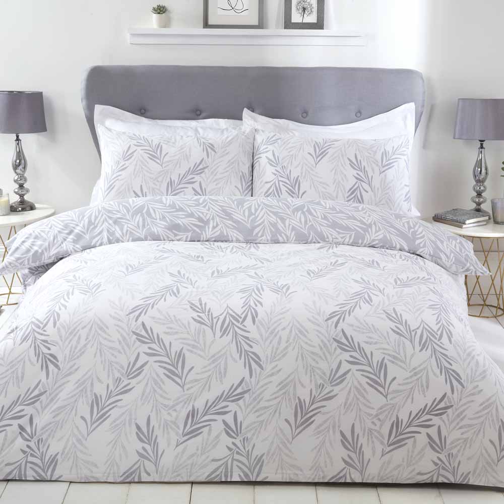 Sleepdown Leaf Duvet Set Grey Double Image 1