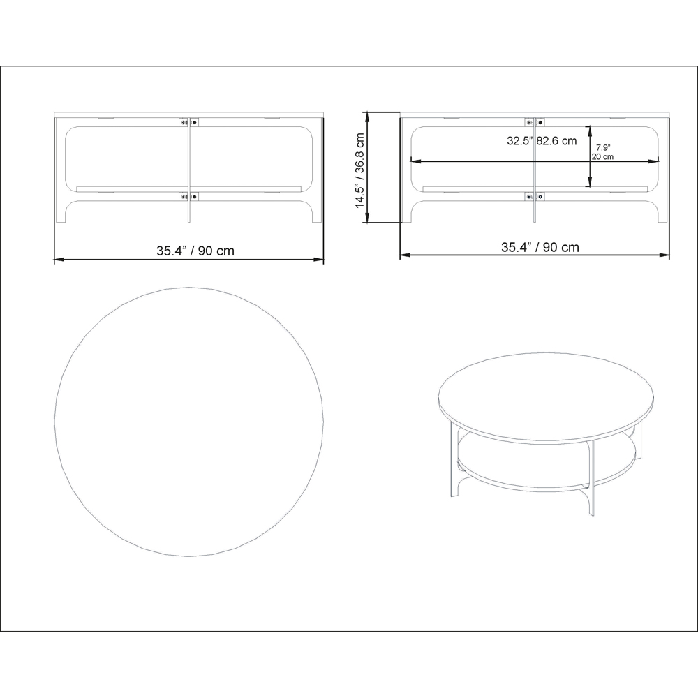 Decorotika Versy Single Shelf White Marble Effect and Gold Metal Leg Round Coffee Table Image 7
