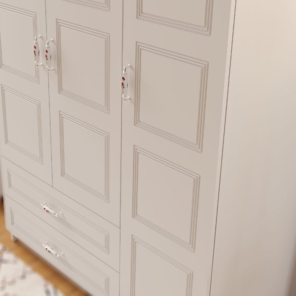 Evu REGAL 3 Door 2 Drawer White Wardrobe Image 3