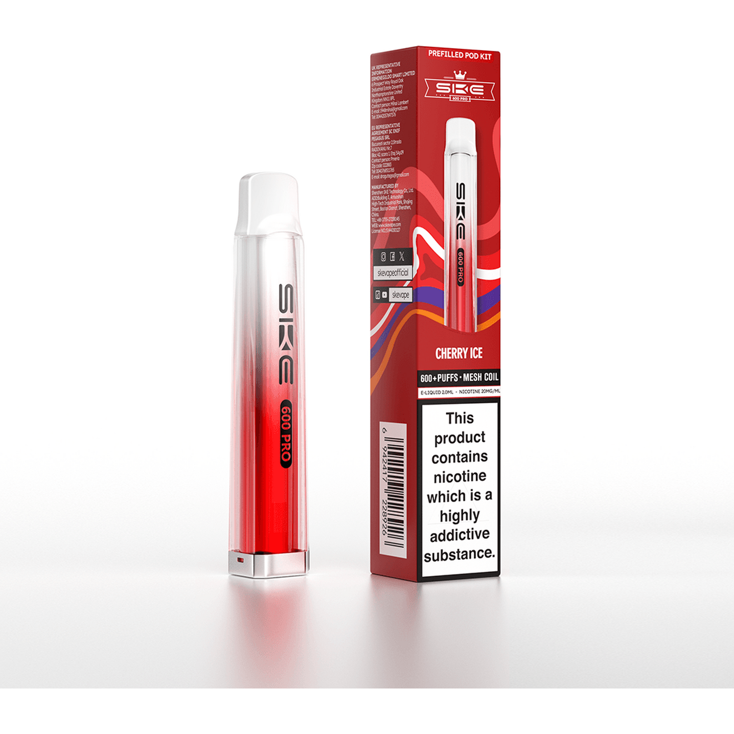 SKE 600 Pro Pre Filled Pod Kit Cherry Ice Image 3