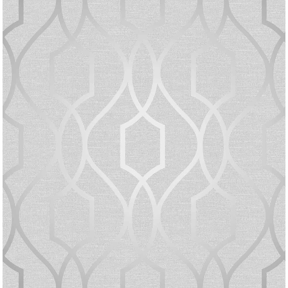 Sublime Apex Trellis Stone Silver Wallpaper | Wilko