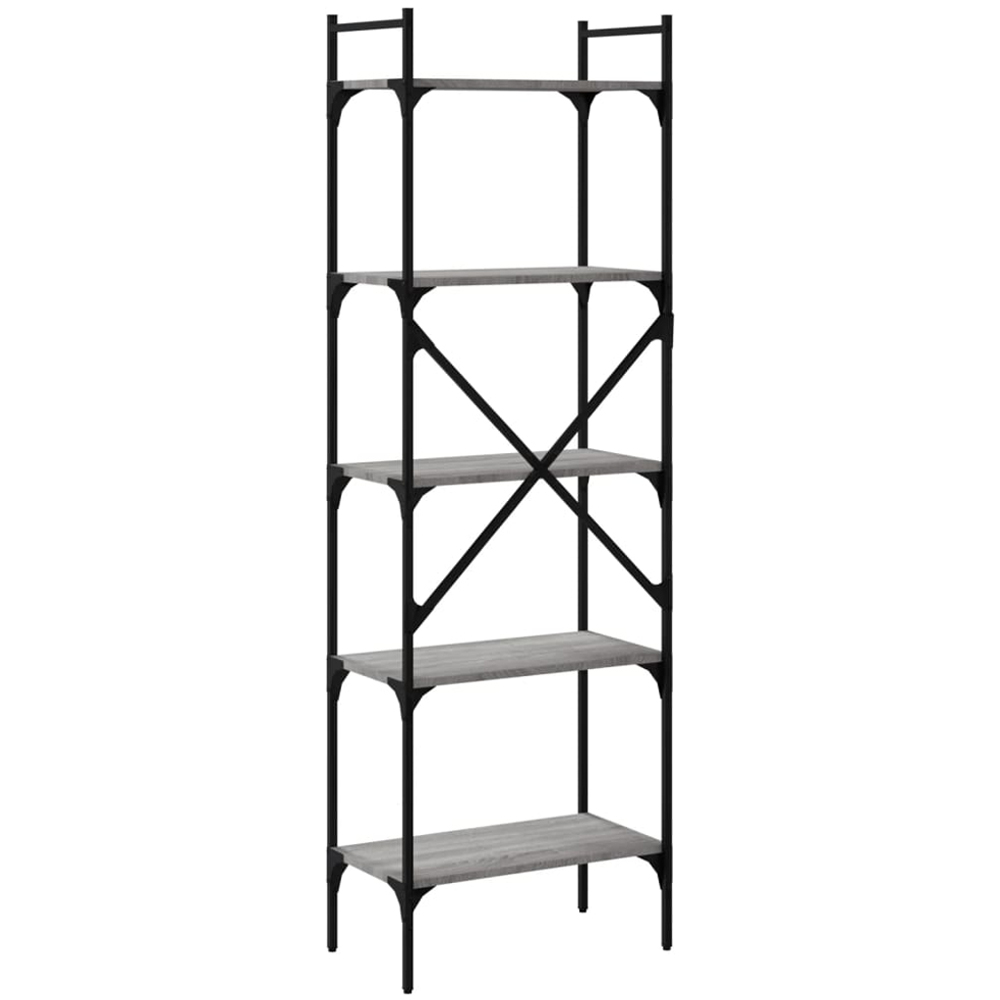 vidaXL 5 Shelf Grey Sonoma Industrial Style Bookcase Image 6