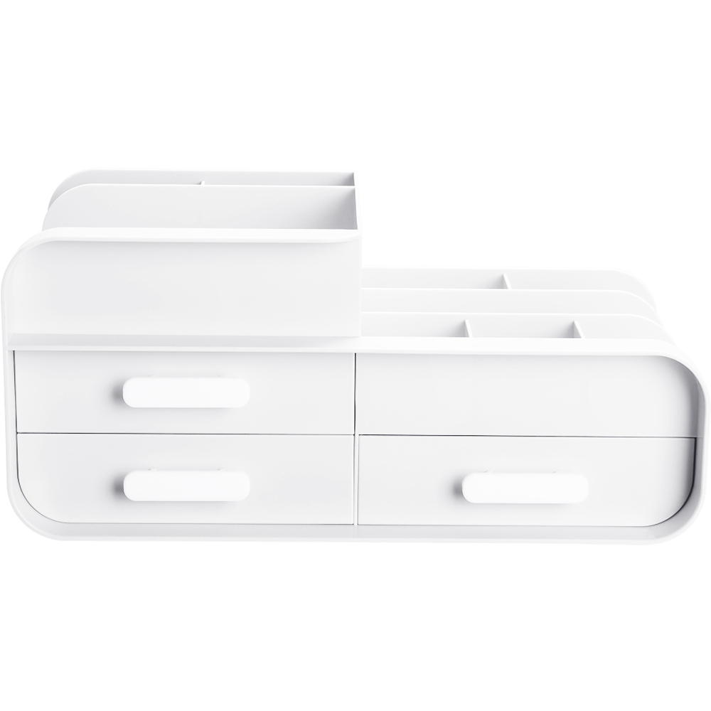Living and Home 3 Drawer White Plastic Desk Organiser Image 1