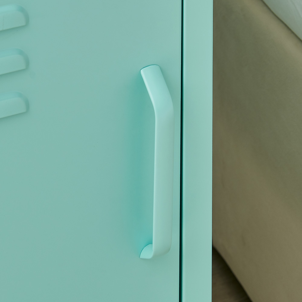 Furniturebox Theo Single Door Light Blue Bedside Table Image 2