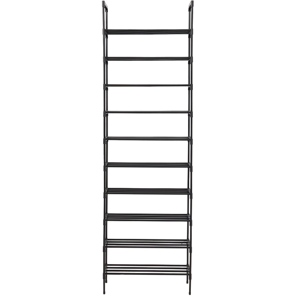 H&O Direct 10 Shelf Black Metal Shoe Rack Image 2