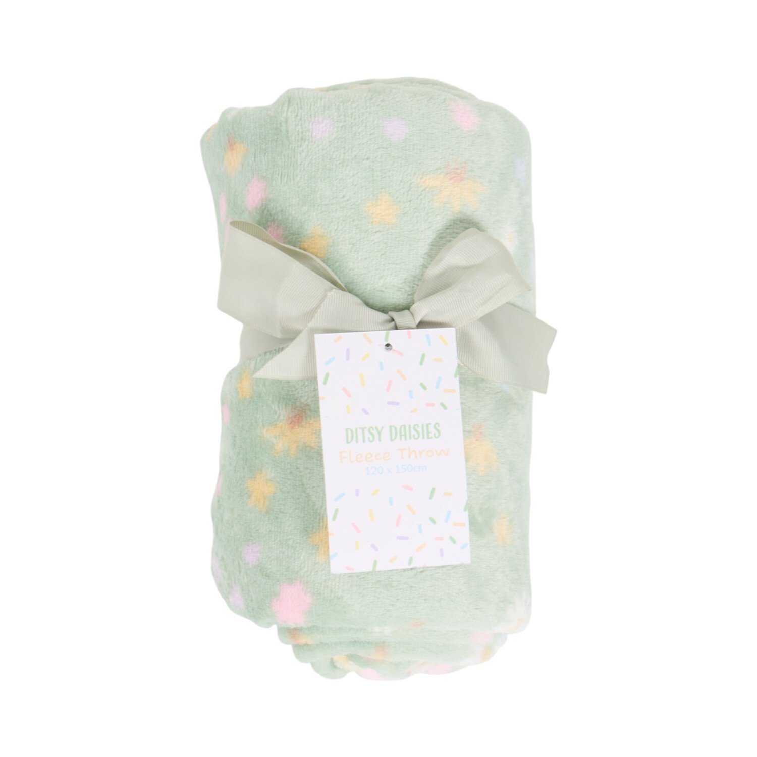 Ditsy Daisies Fleece Throw Green Image 1