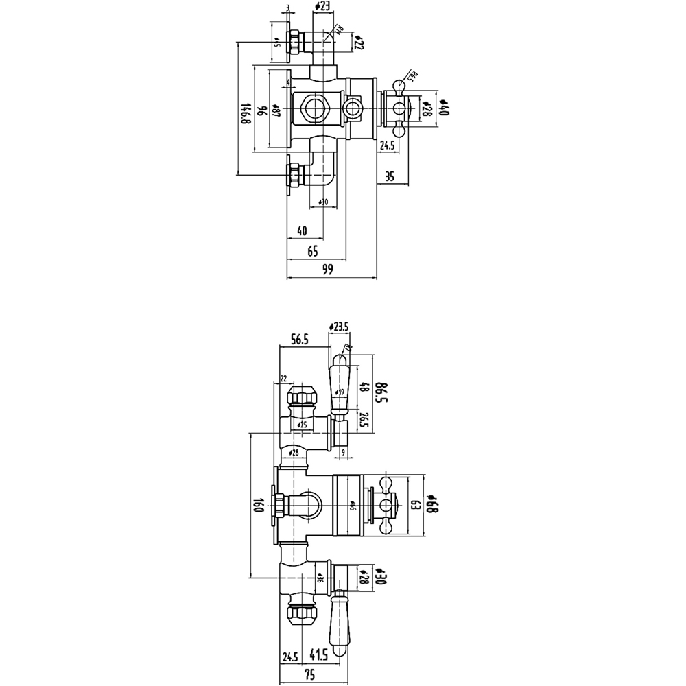 nuie Chrome Triple Thermostatic Shower Valve Image 3