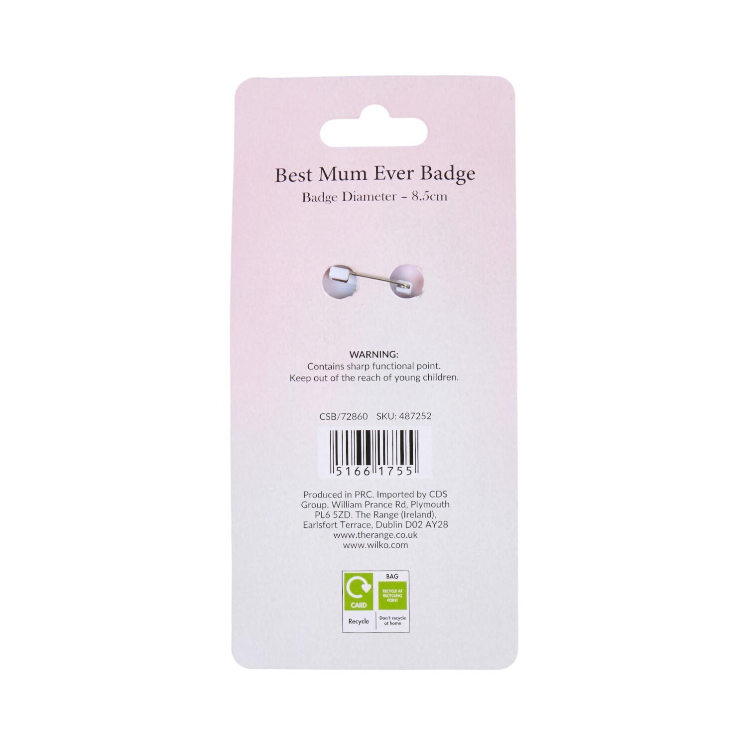 Best Mum Ever Ribbon Badge Pink Image 4