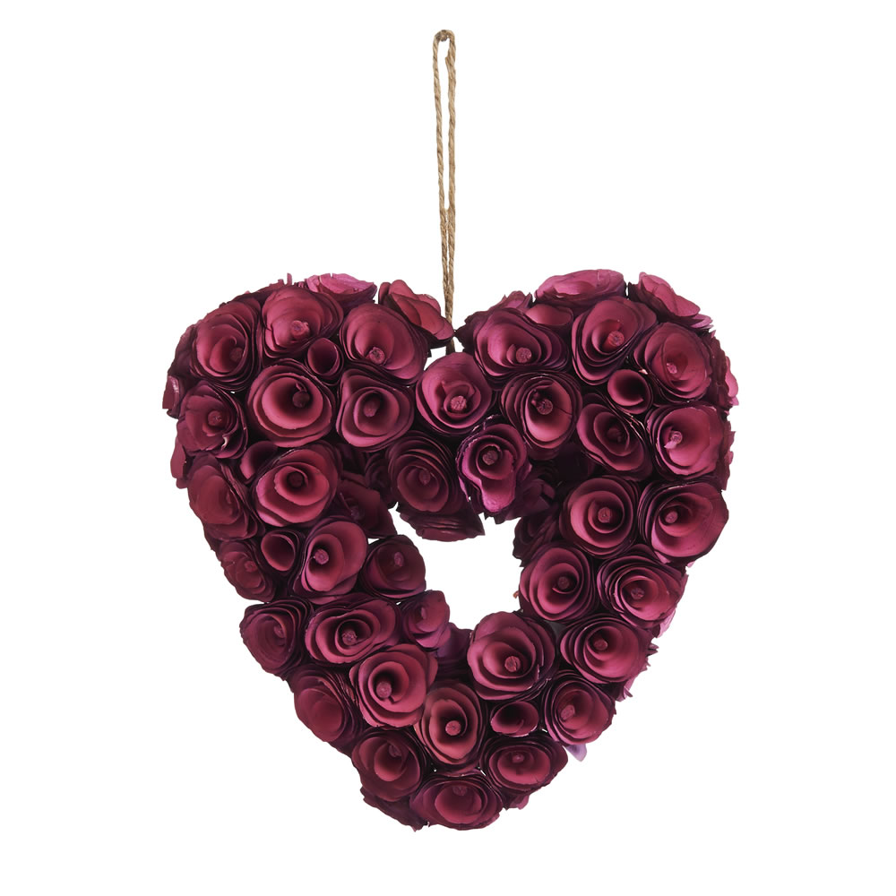 Wilko Wooden Plum Rose Heart Image