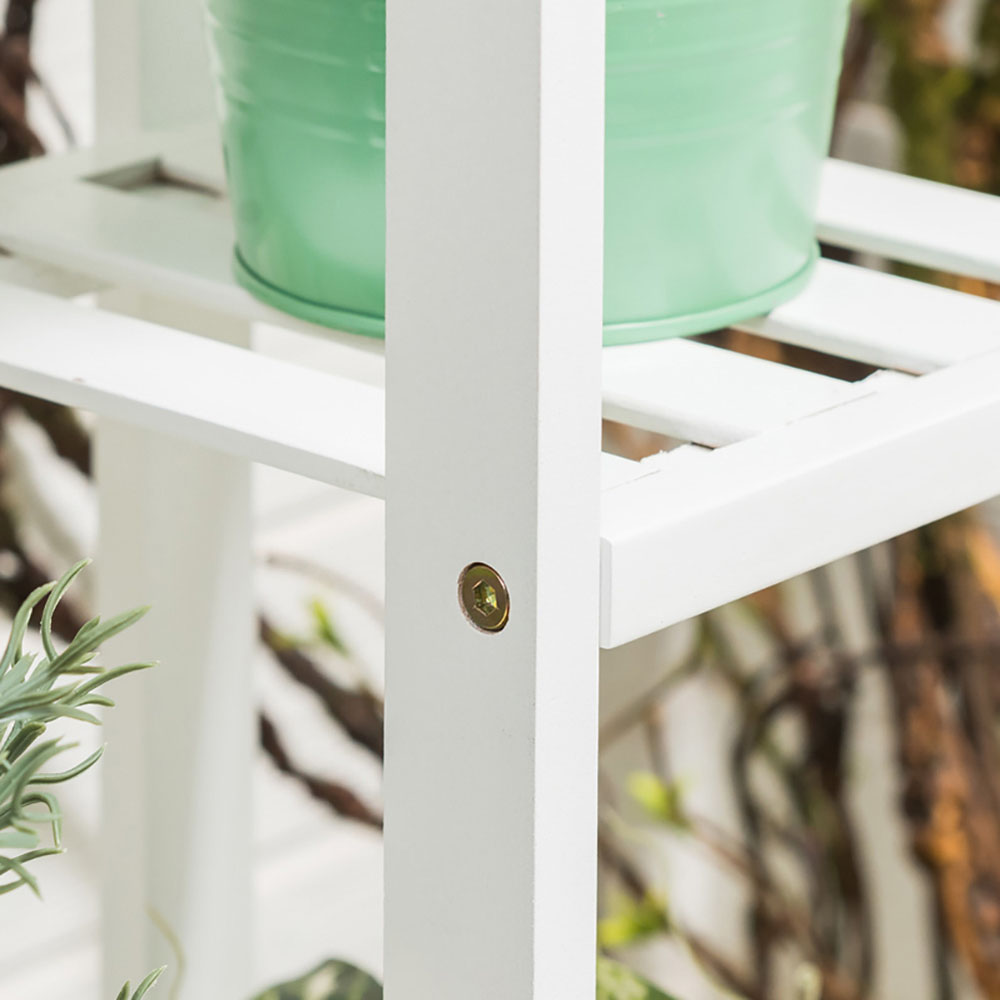 Living and Home Multi Tiered White Plant Stand Image 7