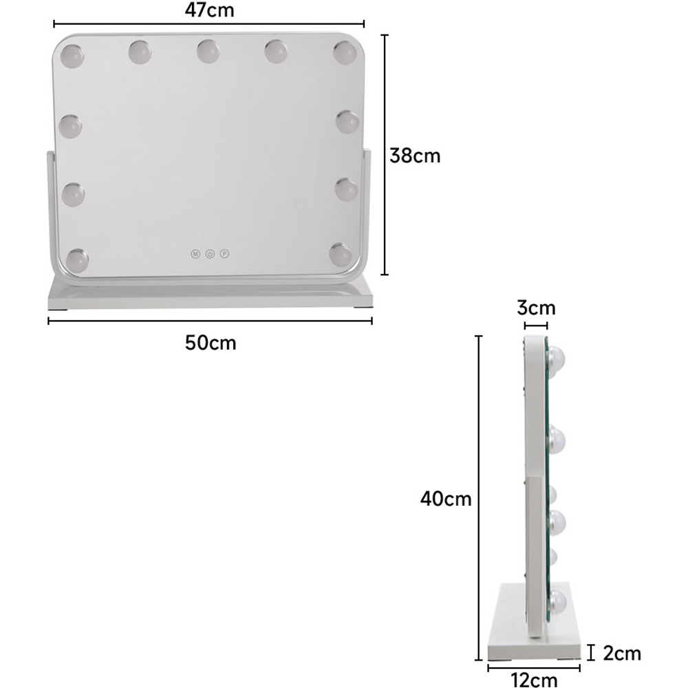 Living and Home White Frameless Hollywood LED Makeup Mirror Image 9