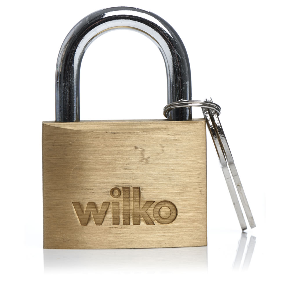 Wilko Double Locking Brass Padlock 50mm Image