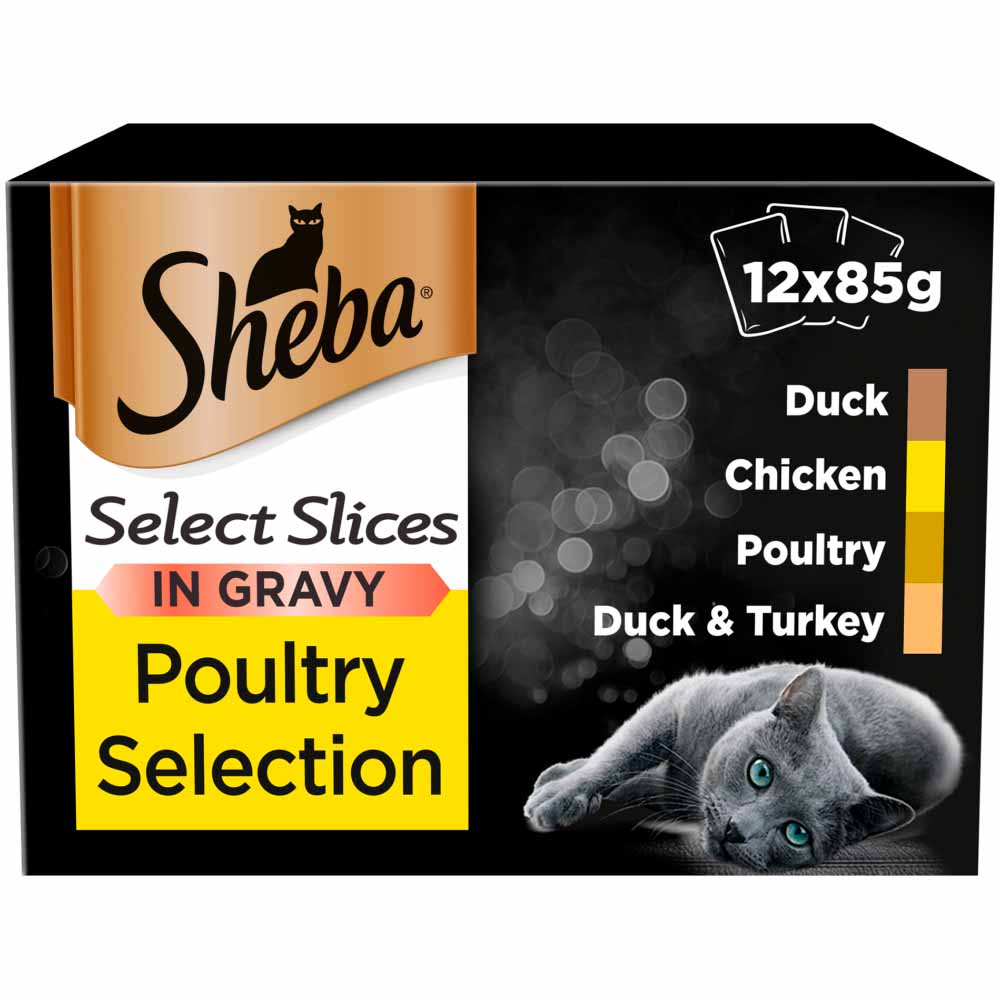 Sheba Select Slices Poultry in Gravy Cat Food Pouches 12 x 85g Image 1