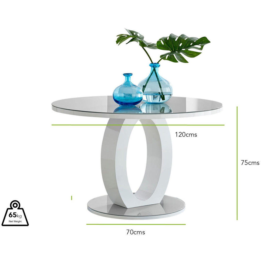 Furniturebox Lucia Valera 6 Seater Round Dining Set Grey Gloss White and Chrome Image 8