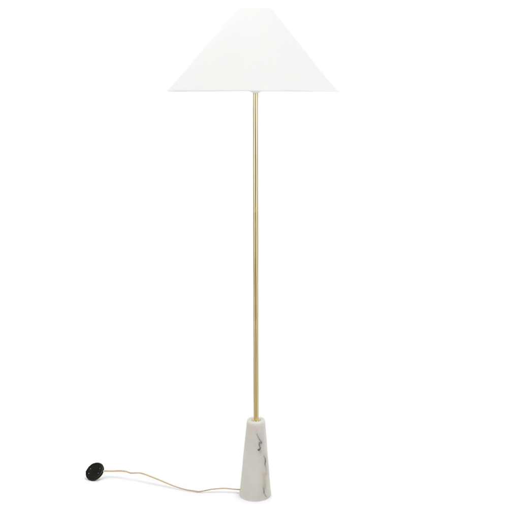 ValueLights Margot White Marble Taper Shade LED Floor Lamp Image 1