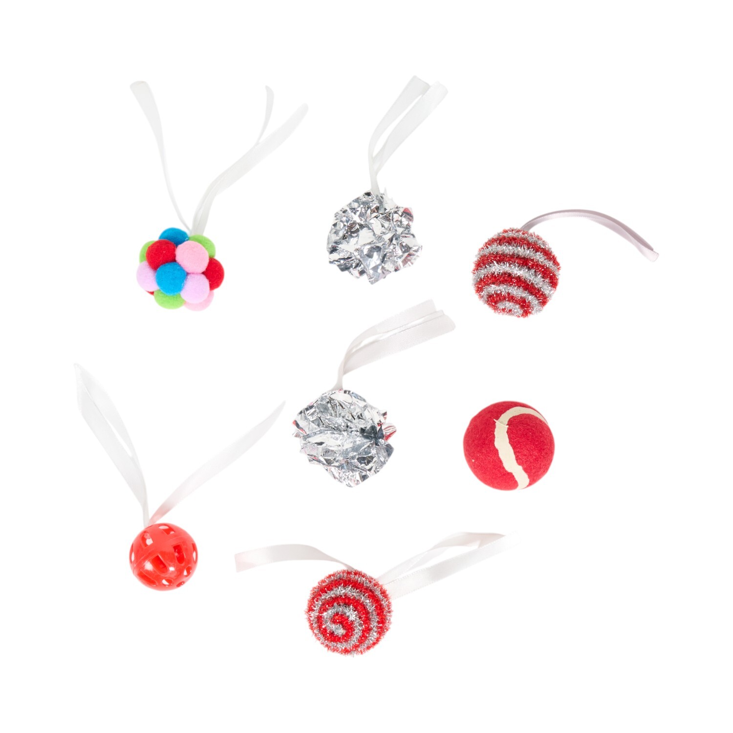 Pack of 7 Festive Cat Balls Image 2