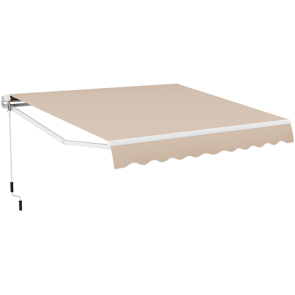 Costway Beige Retractable Manual Patio Awning 4 x 2.5m Image 2